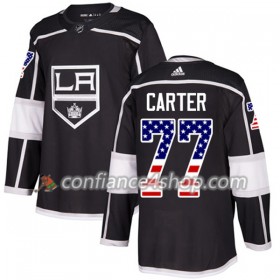 Adidas Maillot de Hockey Los Angeles Kings Jeff Carter 77 2017-2018 Noir USA Flag Fashion Authentic - Homme